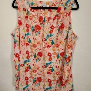 Rose&Olive Pink Floral Sleeveless Top 1X